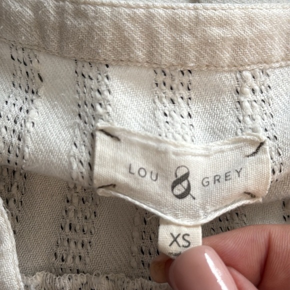 LOFT Lou & Grey peasant top XSmall Henley textured stripes coastal boho chic - Picture 11 of 12